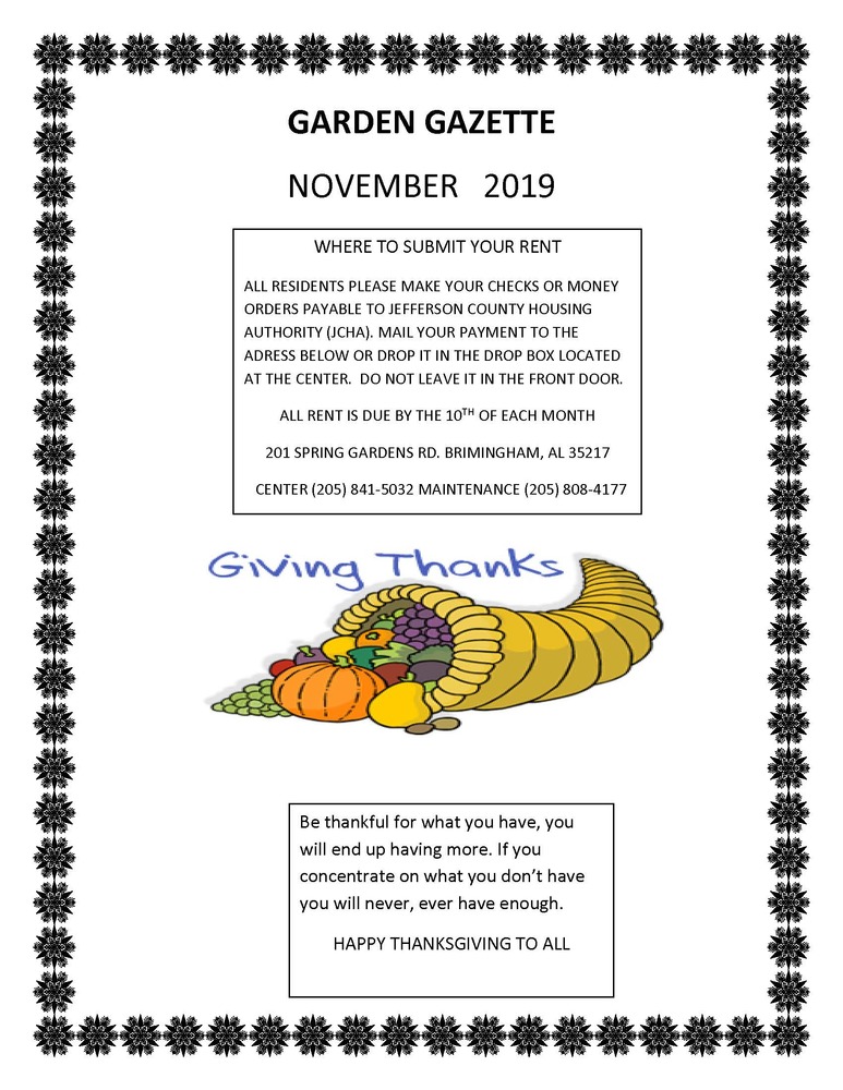 GAZETTE NOVEMBER 2019 newsletter page 1