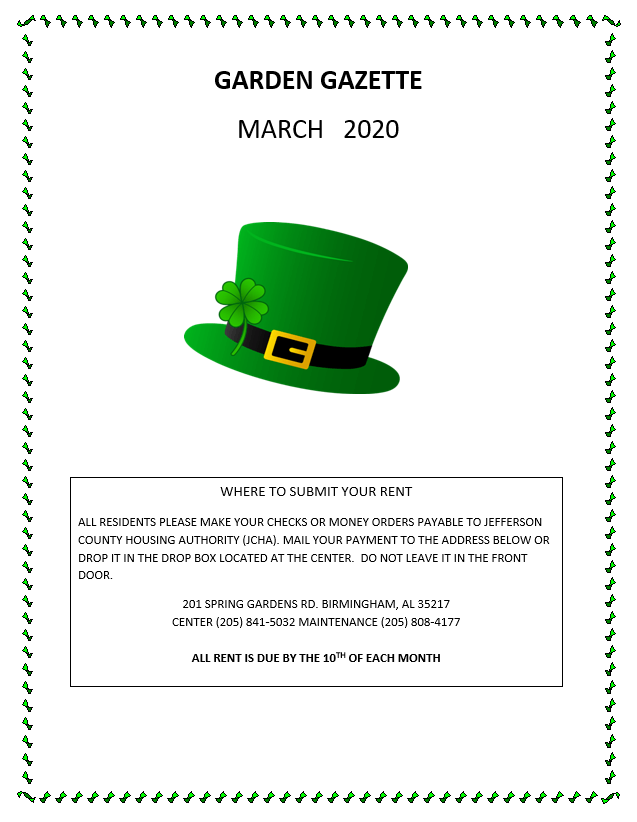 Newsletter of the Garden Gazette March 2020 edition - all information listed below.