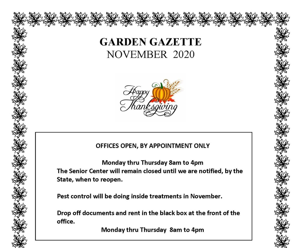 GARDEN GAZETTE NOVEMBER 2020 - link above