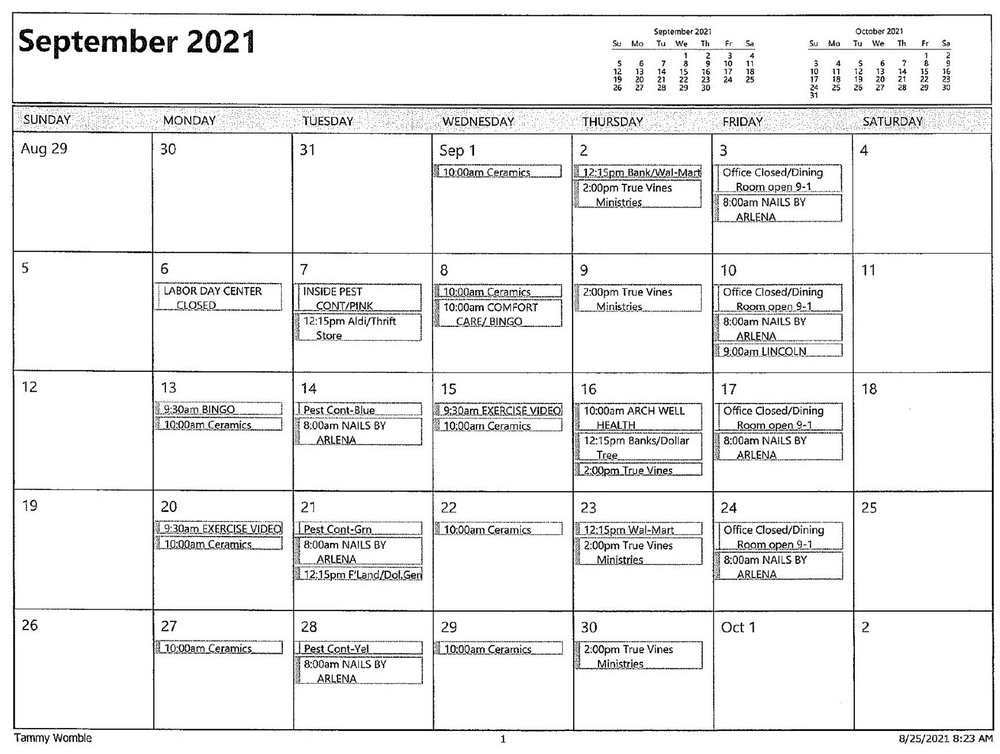 September 2021 Calendar