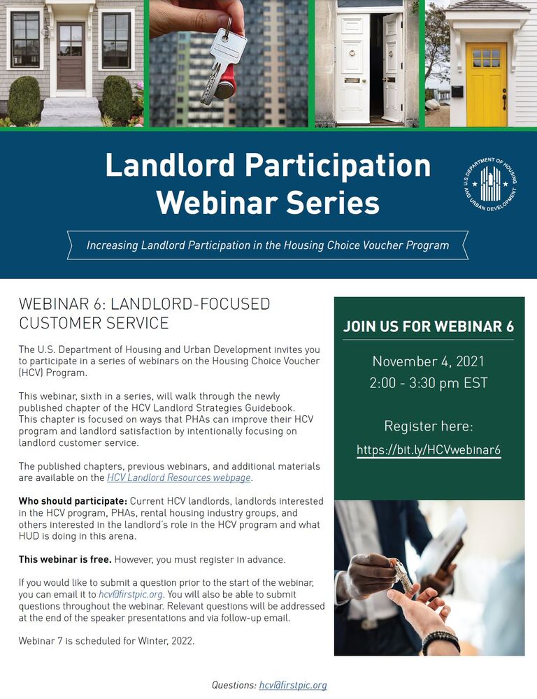 Landlord Participation Webinar formatted flyer with all information below