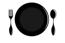 Fork, plate and spoon.