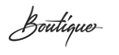 The word boutique written in a script font