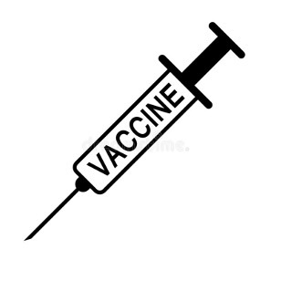 A syringe with the word vaccine written on it. 