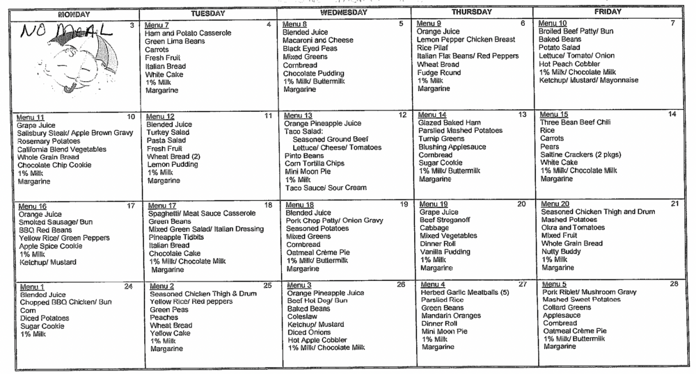 June ADSS Nutrition Program, all information as listed below.