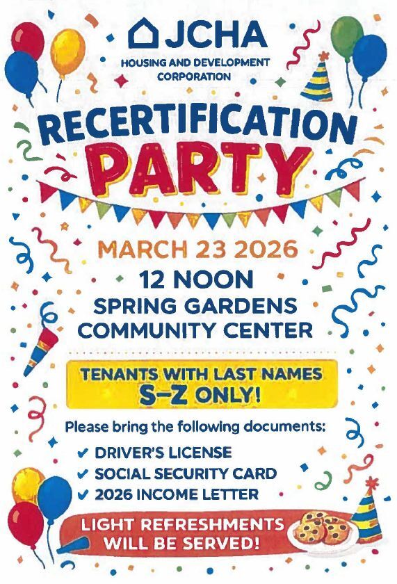 Recertification Party Flyer, all information as listed below.