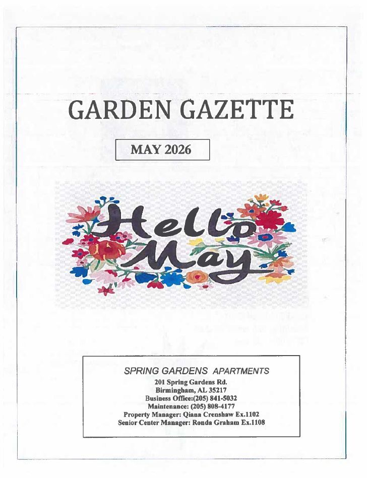 Garden Gazette Newsletter May 2026, all information as listed below.