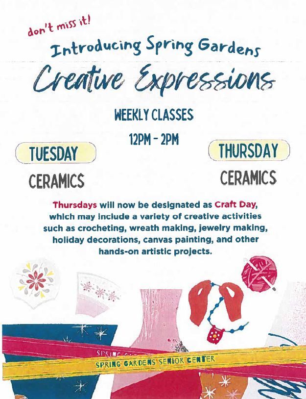 Creative Expressions Flyer, all information as listed below.