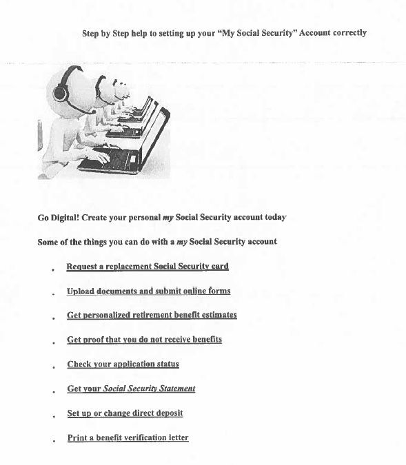 My Socal Security Informational Flyer, all information as listed below.