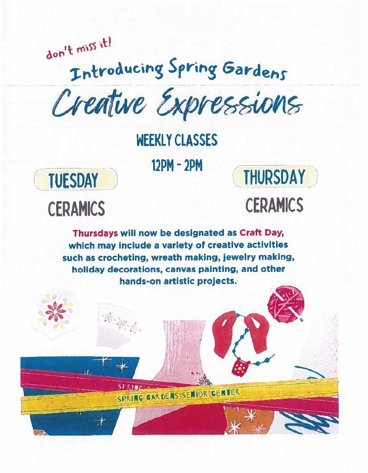 Creative Expressions Flyer, all information as listed below.