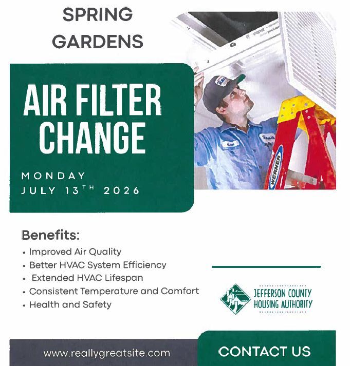 Air Filter Change Flyer. All information as listed below.
