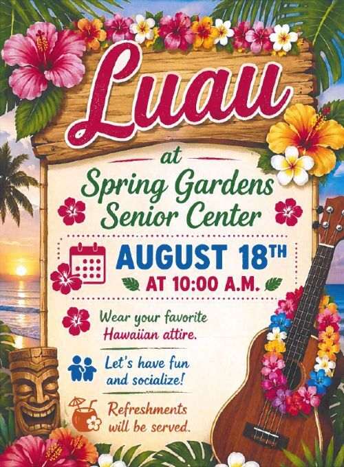 Luau Flyer. All information as listed below.