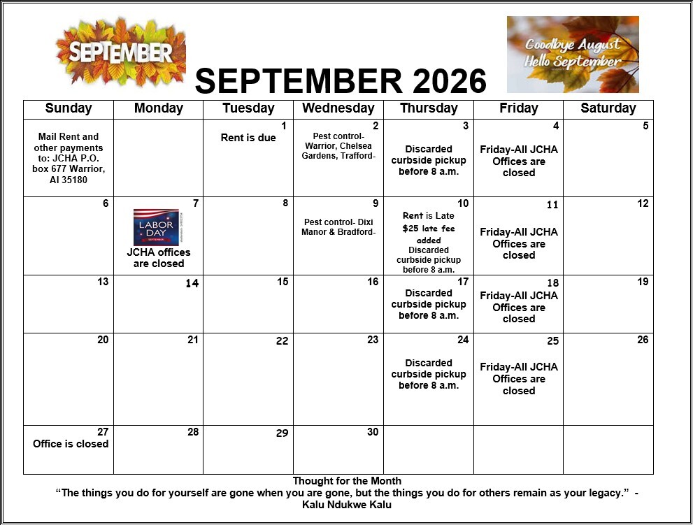 Warrior September 2026 Calendar. All information as listed below.