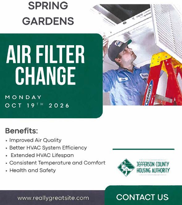 Air Filter Change Flyer. All information as listed below.