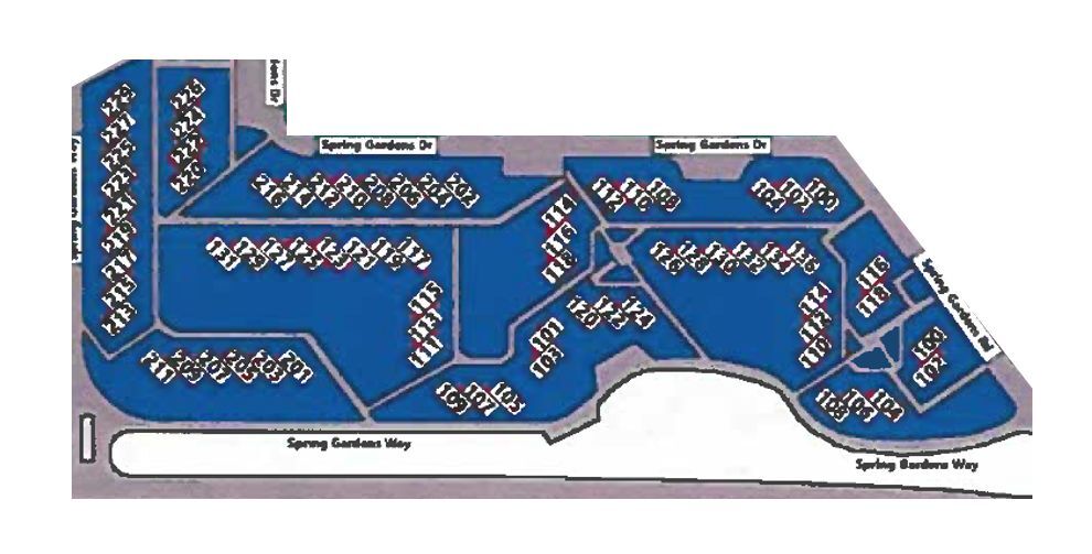 Blue Section for Pest Control. It includes apartments around Spring Gardens Way, Spring Gardens Road, and Spring Gardens Drive.